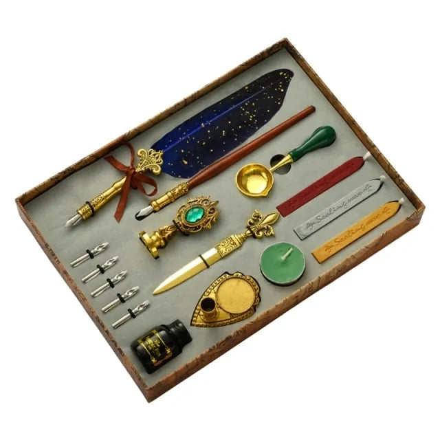 Antique Feather Dip Pen Kit
