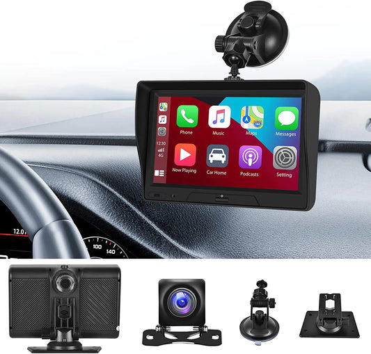 Plug-In Car Stereo Screen +Rearview Camera (Apple Carplay and Android Auto)